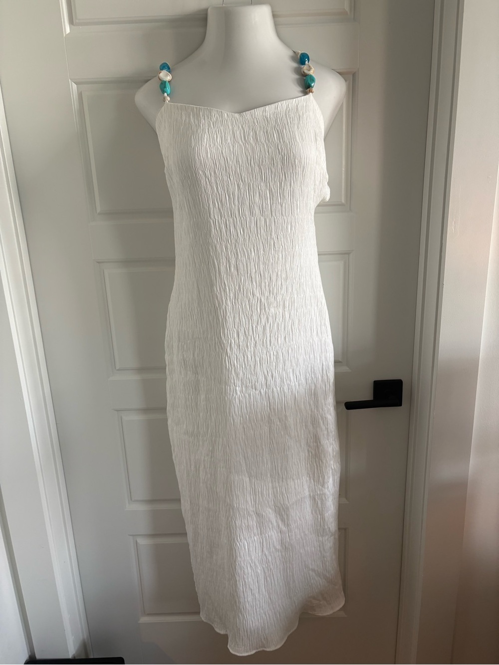 Altar'd State White Maxi with Turquoise Bead Straps